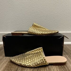 Moroccan Women’s Woven Gold Leather Mules 9
